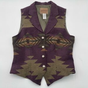 VTG Roughrider by Circle T Womens Sz Med Western Vest Southwest Aztec Purple